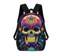 sinyumoney Kids 17inch Backpacks Colorful Sugar Skull Artwork-1 Backpack 3D Printed School Bag Fashion Bag Travel Backpacks School Bags for in School Or Travel