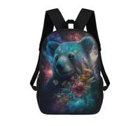 sinyumoney Kids 17inch Backpacks Cosmic Bear with Flowers-1 Backpack 3D Printed School Bag Fashion Bag Travel Backpacks School Bags for in School Or Travel