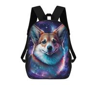 sinyumoney Kids 17inch Backpacks Cosmic Corgi Canvas Print-2 Backpack 3D Printed School Bag Fashion Bag Travel Backpacks School Bags for in School Or Travel
