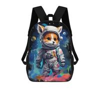 sinyumoney Kids 17inch Backpacks Cosmic Fox Astronaut Suit Backpack 3D Printed School Bag Fashion Bag Travel Backpacks School Bags for in School Or Travel