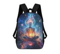 sinyumoney Kids 17inch Backpacks Cosmic Meditation Inner Peace in Space Backpack 3D Printed School Bag Fashion Bag Travel Backpacks School Bags for in School Or Travel