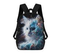 sinyumoney Kids 17inch Backpacks Cosmic Nebula White Cat Backpack 3D Printed School Bag Fashion Bag Travel Backpacks School Bags for in School Or Travel