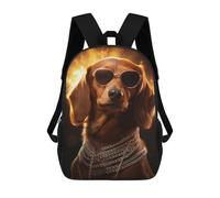 sinyumoney Kids 17inch Backpacks Dachshund Cool Sunglasses Backpack 3D Printed School Bag Fashion Bag Travel Backpacks School Bags for in School Or Travel