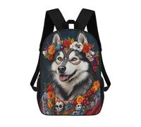 sinyumoney Kids 17inch Backpacks Day of The Dead Dog Art Print Backpack 3D Printed School Bag Fashion Bag Travel Backpacks School Bags for in School Or Travel