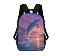 sinyumoney Kids 17inch Backpacks Dolphin Leaping Into Starry Sky Backpack 3D Printed School Bag Fashion Bag Travel Backpacks School Bags for in School Or Travel