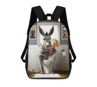 sinyumoney Kids 17inch Backpacks Donkey on The Toilet Backpack 3D Printed School Bag Fashion Bag Travel Backpacks School Bags for in School Or Travel