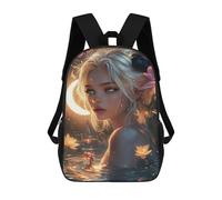 sinyumoney Kids 17inch Backpacks Enchanted Water Lily Pond Backpack 3D Printed School Bag Fashion Bag Travel Backpacks School Bags for in School Or Travel