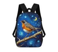 sinyumoney Kids 17inch Backpacks European Robin in Starry Night Backpack 3D Printed School Bag Fashion Bag Travel Backpacks School Bags for in School Or Travel