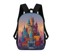 sinyumoney Kids 17inch Backpacks Fantasy Castle Illustration Backpack 3D Printed School Bag Fashion Bag Travel Backpacks School Bags for in School Or Travel