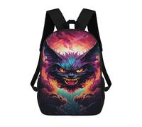 sinyumoney Kids 17inch Backpacks Fiery Demon Cat Artwork Backpack 3D Printed School Bag Fashion Bag Travel Backpacks School Bags for in School Or Travel