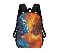 sinyumoney Kids 17inch Backpacks Fire Vs Ice Tiger Vs Lion Backpack 3D Printed School Bag Fashion Bag Travel Backpacks School Bags for in School Or Travel