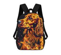 sinyumoney Kids 17inch Backpacks Flaming Golden Retriever Art Print Backpack 3D Printed School Bag Fashion Bag Travel Backpacks School Bags for in School Or Travel