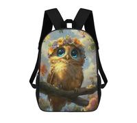 sinyumoney Kids 17inch Backpacks Floral Crowned Owl Artwork Backpack 3D Printed School Bag Fashion Bag Travel Backpacks School Bags for in School Or Travel
