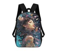 sinyumoney Kids 17inch Backpacks Floral Fantasy Woman Art Print Backpack 3D Printed School Bag Fashion Bag Travel Backpacks School Bags for in School Or Travel