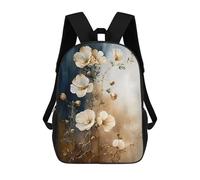 sinyumoney Kids 17inch Backpacks Flowers Beige Color Design Backpack 3D Printed School Bag Fashion Bag Travel Backpacks School Bags for in School Or Travel