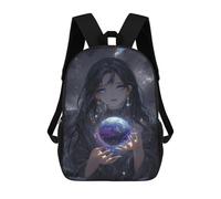 sinyumoney Kids 17inch Backpacks Galactic Sorceress Holding Earth Globe Backpack 3D Printed School Bag Fashion Bag Travel Backpacks School Bags for in School Or Travel