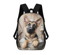 sinyumoney Kids 17inch Backpacks German Shepherd Puppy Bath Time Backpack 3D Printed School Bag Fashion Bag Travel Backpacks School Bags for in School Or Travel