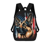 sinyumoney Kids 17inch Backpacks German ShepherdUSA Flag Backpack 3D Printed School Bag Fashion Bag Travel Backpacks School Bags for in School Or Travel