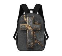 sinyumoney Kids 17inch Backpacks Golden Cross Wall Art Decor-1 Backpack 3D Printed School Bag Fashion Bag Travel Backpacks School Bags for in School Or Travel