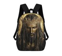 sinyumoney Kids 17inch Backpacks Golden Crowned Majesty-3 Backpack 3D Printed School Bag Fashion Bag Travel Backpacks School Bags for in School Or Travel