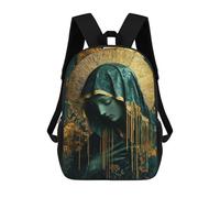 sinyumoney Kids 17inch Backpacks Golden Halo Virgin Statue Backpack 3D Printed School Bag Fashion Bag Travel Backpacks School Bags for in School Or Travel