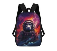 sinyumoney Kids 17inch Backpacks Gorilla Astronaut in Space Backpack 3D Printed School Bag Fashion Bag Travel Backpacks School Bags for in School Or Travel