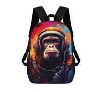 sinyumoney Kids 17inch Backpacks Gorilla Astronaut Space Suit Backpack 3D Printed School Bag Fashion Bag Travel Backpacks School Bags for in School Or Travel