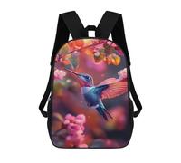 sinyumoney Kids 17inch Backpacks Hummingbird Feeding on Flowers Backpack 3D Printed School Bag Fashion Bag Travel Backpacks School Bags for in School Or Travel