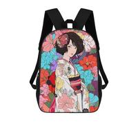 sinyumoney Kids 17inch Backpacks Japanese Kimono Anime Girl Backpack 3D Printed School Bag Fashion Bag Travel Backpacks School Bags for in School Or Travel
