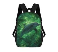 sinyumoney Kids 17inch Backpacks Magical Glowing Dolphins Backpack 3D Printed School Bag Fashion Bag Travel Backpacks School Bags for in School Or Travel