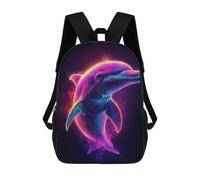 sinyumoney Kids 17inch Backpacks Neon Dolphin Art Print Backpack 3D Printed School Bag Fashion Bag Travel Backpacks School Bags for in School Or Travel