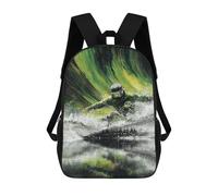 sinyumoney Kids 17inch Backpacks Northern Lights Snowboarder Backpack 3D Printed School Bag Fashion Bag Travel Backpacks School Bags for in School Or Travel