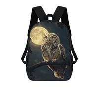 sinyumoney Kids 17inch Backpacks Owl Under Full Moon Backpack 3D Printed School Bag Fashion Bag Travel Backpacks School Bags for in School Or Travel