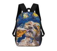 sinyumoney Kids 17inch Backpacks Painted Pooch in Starry Night Backpack 3D Printed School Bag Fashion Bag Travel Backpacks School Bags for in School Or Travel