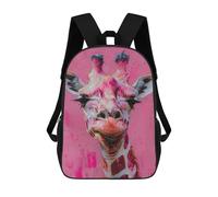 sinyumoney Kids 17inch Backpacks Pink Giraffe Art Print-3 Backpack 3D Printed School Bag Fashion Bag Travel Backpacks School Bags for in School Or Travel