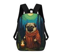 sinyumoney Kids 17inch Backpacks Pug Wizard Retro Pixel Art Backpack 3D Printed School Bag Fashion Bag Travel Backpacks School Bags for in School Or Travel