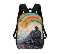 sinyumoney Kids 17inch Backpacks Rainbow Train Journey Backpack 3D Printed School Bag Fashion Bag Travel Backpacks School Bags for in School Or Travel