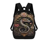 sinyumoney Kids 17inch Backpacks Snake with Flowers Art Print Backpack 3D Printed School Bag Fashion Bag Travel Backpacks School Bags for in School Or Travel