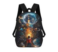 sinyumoney Kids 17inch Backpacks Space Exploration Dreams Backpack 3D Printed School Bag Fashion Bag Travel Backpacks School Bags for in School Or Travel
