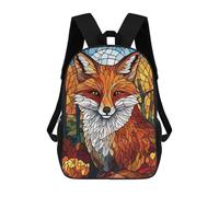 sinyumoney Kids 17inch Backpacks Stained Glass Fox Backpack 3D Printed School Bag Fashion Bag Travel Backpacks School Bags for in School Or Travel