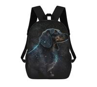 sinyumoney Kids 17inch Backpacks Starry Night Dachshund Art Print Backpack 3D Printed School Bag Fashion Bag Travel Backpacks School Bags for in School Or Travel