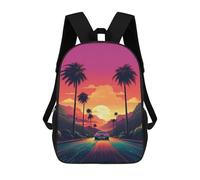 sinyumoney Kids 17inch Backpacks Sunset Road Adventure Backpack 3D Printed School Bag Fashion Bag Travel Backpacks School Bags for in School Or Travel