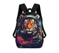 sinyumoney Kids 17inch Backpacks Tiger Astronaut Space Artwork Backpack 3D Printed School Bag Fashion Bag Travel Backpacks School Bags for in School Or Travel
