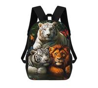 sinyumoney Kids 17inch Backpacks Tiger Lion Butterfly Jungle Backpack 3D Printed School Bag Fashion Bag Travel Backpacks School Bags for in School Or Travel
