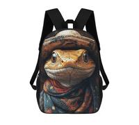 sinyumoney Kids 17inch Backpacks Western Lizard with Hat Backpack 3D Printed School Bag Fashion Bag Travel Backpacks School Bags for in School Or Travel