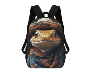 sinyumoney Kids 17inch Backpacks Western Lizard with Hat Backpack 3D Printed School Bag Fashion Bag Travel Backpacks School Bags for in School Or Travel