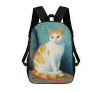 sinyumoney Kids 17inch Backpacks Whimsical Cat Art Print Backpack 3D Printed School Bag Fashion Bag Travel Backpacks School Bags for in School Or Travel