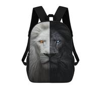 sinyumoney Kids 17inch Backpacks White Lion Vs Black Lion Dual Nature Unveiled Backpack 3D Printed School Bag Fashion Bag Travel Backpacks School Bags for in School Or Travel