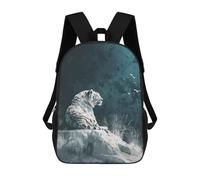 sinyumoney Kids 17inch Backpacks White Tiger on Rock Backpack 3D Printed School Bag Fashion Bag Travel Backpacks School Bags for in School Or Travel
