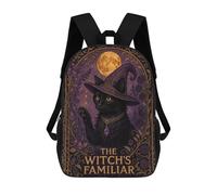 sinyumoney Kids 17inch Backpacks Witch Familiar Black Cat Fantasy Art Backpack 3D Printed School Bag Fashion Bag Travel Backpacks School Bags for in School Or Travel